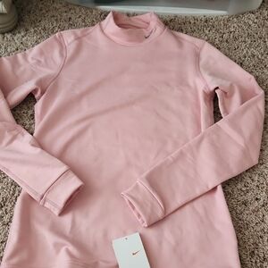 Nike Women's Soft Pink Long Sleeve Training Mock Turtleneck